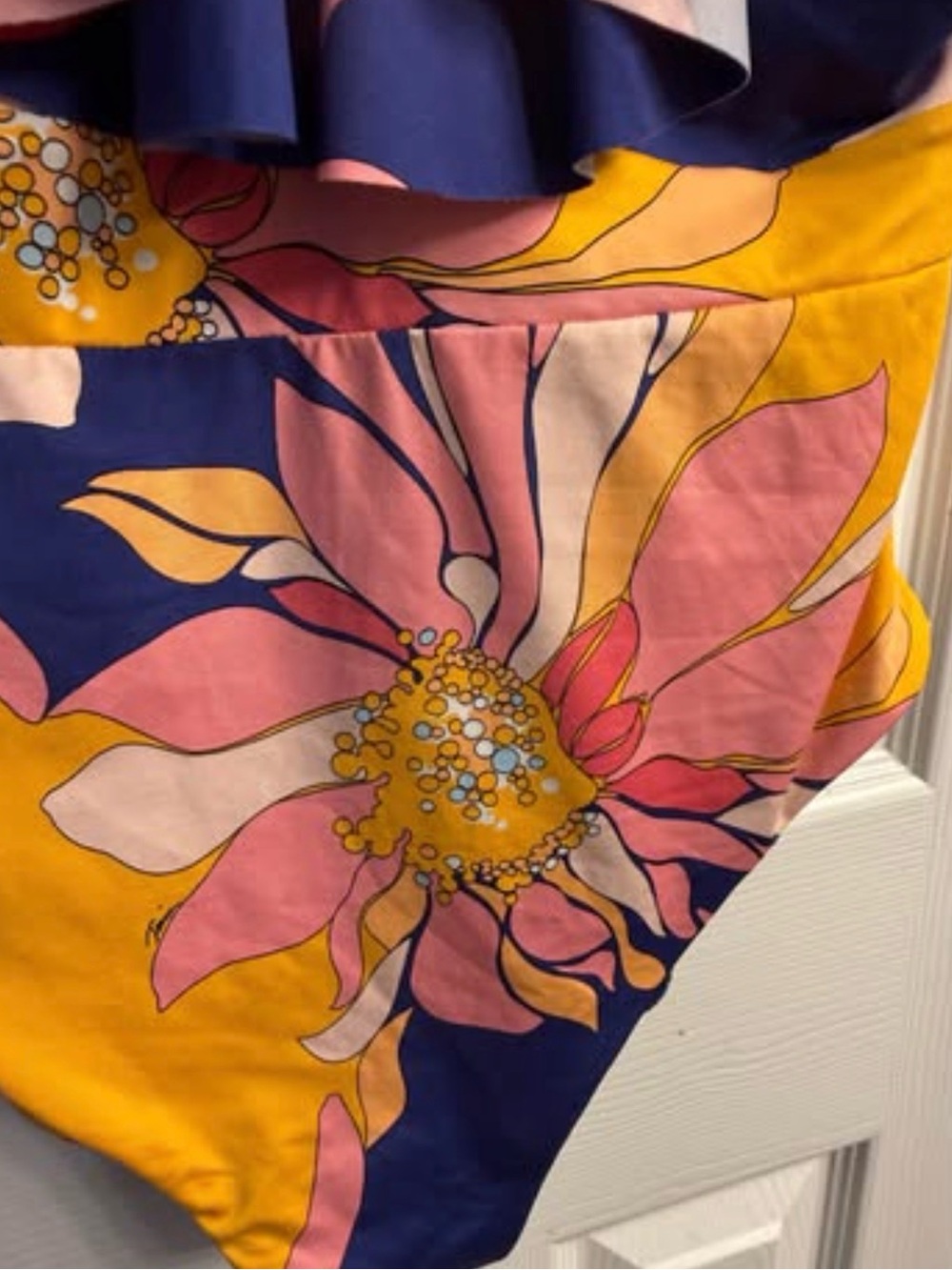 Trina Turk Floral Ruffle One-Piece Swimsuit - Navy, Yellow & Pink - Picture 8 of 9